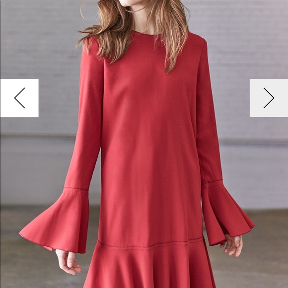 Theory long sleeve dress in red - Picture 2 of 8